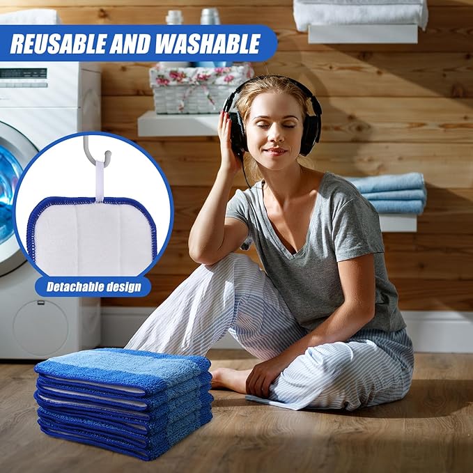 8 Pieces Microfiber Cleaning Pads Compatible with Bona Mop Reusable 18 Inch Replacement Cleaning Pads Washable Refills Replacement Heads for Floor Cleaning