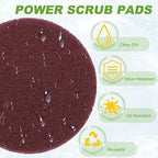 Power Scrub Pads, Scrubbing Pads 800 Grits Scouring Discs - Fitting for (Home Kitchen Cleaning - Drill Attachment - Scrubber Replacement) 8 Pcs & 4 Inch & Dark Red
