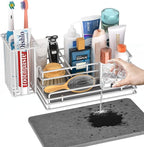 Yofidra Sponge Holder for Kitchen Sink Organizer Caddy: Sink Sponge with Instant Drying Stone, Metal Stainless Steel Basket Home Decor Storage and Organization Accessories 9.5" X 5.5" X 5.7" (White)