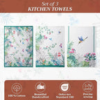 Maison d' Hermine Kitchen Towels Set of 3 100% Cotton 27.50" x 20" Reusable Cloth Tea Dish Towels Absorbent with Hanging Loop for Kitchen, Home, Dining, Cocktail Parties Spring/Summer (Tropiques)