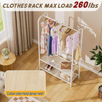 Golpart Clothes Garment Coat Rack Drying Clothing Racks Metal Freestanding for Hanging Clothes Portable Closet for Laundry Bedroom White