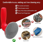 Cast Iron Cleaner Scrubber with Handle -3mm Welded Chain Mail Cast Iron Scrubber Brush-Chainmail Sponge Scrub Cleaning Tool to Clean Skillets, Pan,Griddle, Wok, Dutch Oven