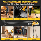 Cordless Vacuum Cleaner with 2x4.0A Battery&Quick Charger | 50kPa 125AW Strong Suction | 5 HEPA Filters | 4-in-1 Nozzle | 65CFM Powerful Brushless Handheld Vaccum for Home, Car, Pet