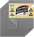 HOMEXCEL Swedish Dishcloths for Kitchen 10 Pack, Sponge Dish Cloth for Counters & Washing Dishes, Reusable and Absorbent Paper Towels, Grey