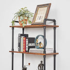 Industrial Bookshelf, 5 Shelf Bookcase, Rustic Brown Pipe Shelving (29.5" L x 11.8" W x 70" H)