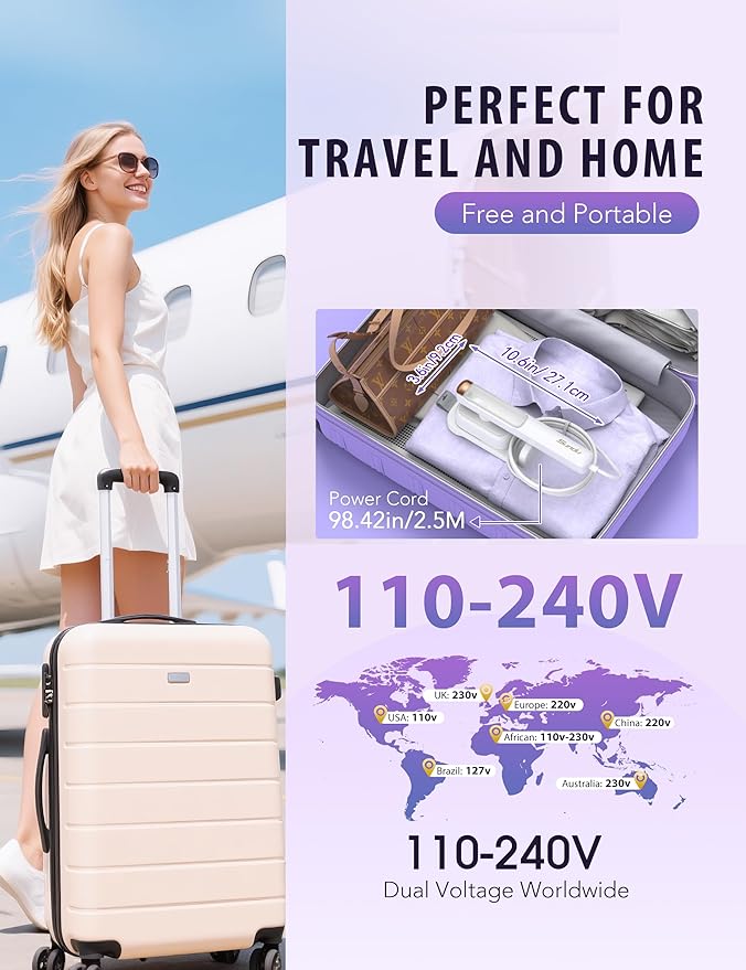 Smart Steam irons Handheld Steamer for Clothes – Global Voltage Adaptation, Palm-Sized & Lightweight (0.8lb), Dual Steam Modes, Easy Wrinkle Remover, Auto Shut-Off, for Travel & Home