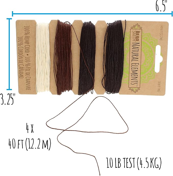 The Beadsmith 100% Hemp Cord – Bronze Colors – .55mm, 40 Foot Spool, 10LB Test Strength – Twine for Jewelry Making, Macrame, Paper Crafts, Gardening, Scrapbooking, Home Décor, DIY String Art & More