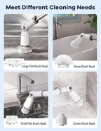 Electric Spin Scrubber,Floor Power Scrubber with Long Handle Dual Speeds,Cleaning Brush Cordless,Shower Scrubber Scrub Brush with 3 Adjustable Angles,8 Brush Heads for Bathroom Tile