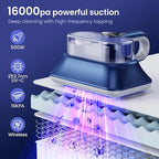 Mattress Vacuum Cleaner Powerful Vibration Handheld Couch Vacuum with UV-C Light and LED Display, HEPA Filter, Versatile Bed Vacuum Cleaner Cordless with Type-C Charging Port for Bed, Sofa, Carpets