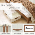 Under Bed Storage, Under Bed Storage Containers Bins for Clothes, Large Linen Underbed Closet Organization Bins, 2 Pack Collapsible Underbed Bin Dorm for Clothes, Sweater, Beige