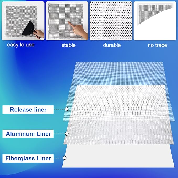 Blulu 13 Pcs 12 x 12 Inch Drywall Repair Kit Self Adhesive Mesh Drywall Patches with Scraper for Holes, Repair Kit for Large Holes Wall Ceiling Tools