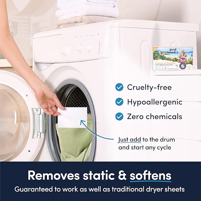 Lavender Breeze Scented Organic Laundry Dryer Sheets - Natural Non toxic dryer sheets infused with Essential Oils - No Harsh Chemicals, Biodegradable, Hypoallergenic - USA Based
