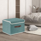TYEERS Foldable Storage Boxes with Lids 5 Pack Fabric Storage Bins with Lids, Closet Organizers for Clothes Storage, Room Organization, Office Storage, Toys - Aqua Deep