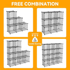 HUBSON Wire Cube Storage Organizer, Book/Toy/Craft/Potted Plants and petCloset Organizers and Storage Shelves, 16-Cube Freely Combinable Metal Grids Storage Shelf,Black Iron