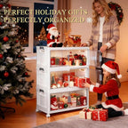 OlarHike 76QT Lockable Storage Bins with Lids - Folding Storage box with Doors and Wheels, Collapsible Plastic Bins for Closets, Stackable Organizer and Containers, Christmas Gifts, 3 Pack Cubes