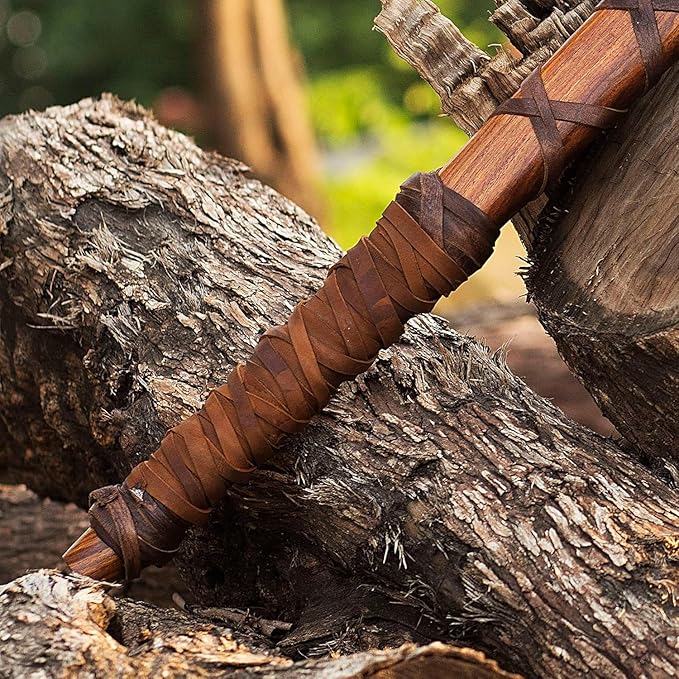 Handmade Viking Axe for Camping & Outdoor | High Carbon Steel with Ash Wood Handle & Origional Leather Sheath | Viking Gift for Men Prop Tools