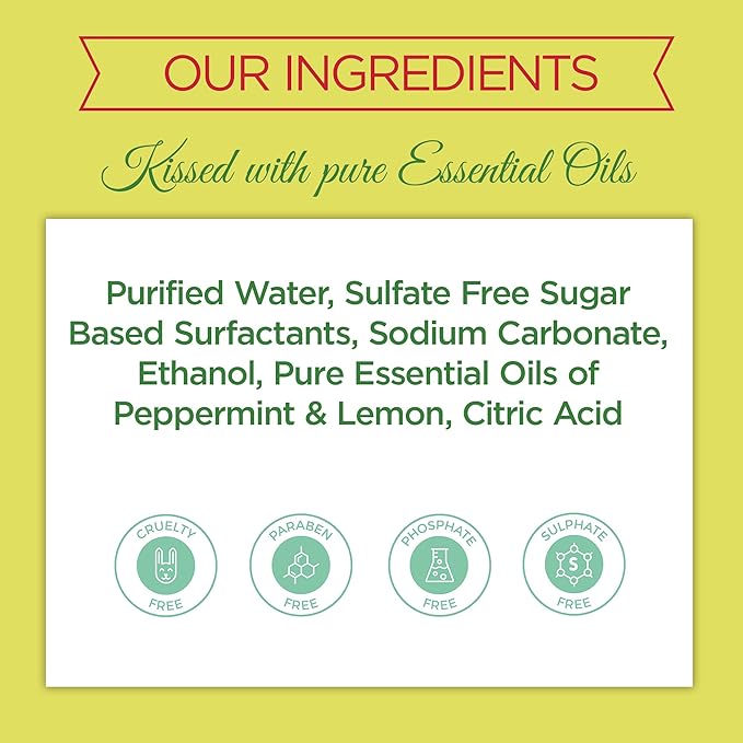 Rebel Green Sparkling Glass Cleaner - Streak Free Glass Cleaner Spray - Natural Glass & Surface Spray for Windows, Mirrors, & More - Scented with Peppermint & Lemon - (32 Ounce Bottles, 4 Pack)