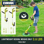 EWORK 20V Electric Weed Wacker 12-Inch Trimmer and Edger with Auto Line Feed, Cordless String Trimmer with 2.0Ah Battery and Charger & 6 Replacement Spools for Lawn, Garden, Yard, etc
