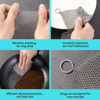 Cast Iron Cleaner 8 * 8" Upgraded Stainless Steel Chainmail Scrubber SJZSUNRUN 316L Metal Skillet for Pan, Camping, RV, BBQ, Baking, Vases, Barbecue Grill, Copper Cooker Cleaning
