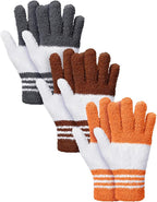 Patelai 3 Pairs Microfiber Plant Dusting Gloves Leaf Cleaning Gloves for Indoor Plants, Blinds, Furniture, House (Gray,Orange,Brown,Medium)