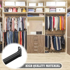 Tandefio Chrome Closet Rod 92 Inch with Oval Closet Rod 6 End Supports for Laundry Room Hanging Clothes Waterproof Shower for Curtains(Black,2 Sets)