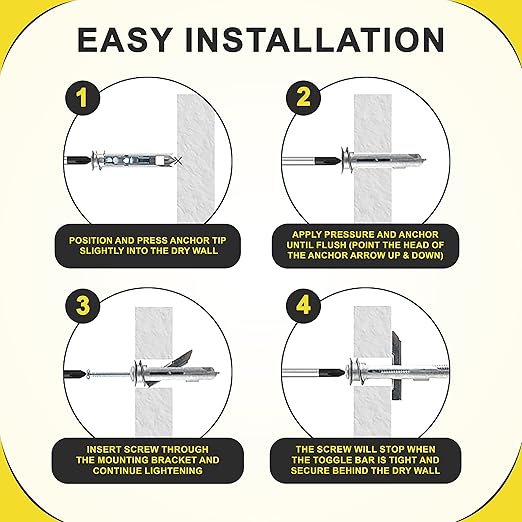 Heavy Duty Drywall Anchors and Screws Kit Including Self-DrillingToggle Anchors & Screws - Durable Zinc Self Drilling Drywall Anchors for Hanging Pictures & More
