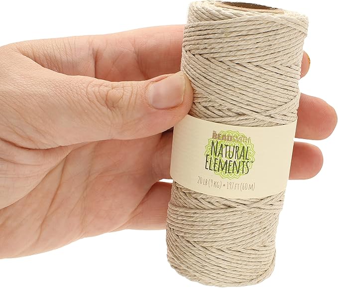 The Beadsmith 100% Hemp Cord – Natural Color – 2mm, 197 Foot Spool, 20LB Test Strength – Twine for Jewelry Making, Macrame, Paper Crafts, Gardening, Scrapbooking, Home Décor, DIY String Art & More