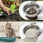 Soil Sieve Set Garden Soil Sifter Stainless Steel Mesh Sifter,Compost Sifter with 1,3,6,9,12mm Sieve Mesh and Bonsai Soil Scoop