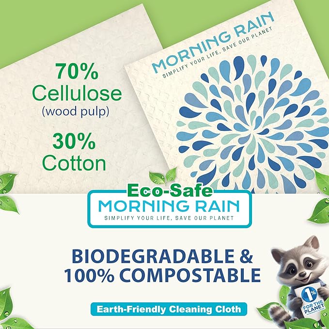 MorningRain Swedish Cloths for Kitchen, 7 Pack Watercolor Dish Towels, Washable Paper Towels, Non-Scratch Cellulose Sponge Cloths, No Odor, Biodegradable, Reusable Dishcloths