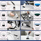 Jorking Electric Spin Scrubber, Cordless Power Scrubber Up to 420RPM Powerful Cleaning, Shower Scrubber for Cleaning Bathtub, Tile and Floor with 8 Types of Replaceable Brush Heads, Voice Broadcast