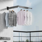 Clothes Drying Rack, Retractable and Foldable Laundry Drying Rack Wall Mount for Indoor, Space Saver Clothes Hanging Rack for Laundry Room, Balcony, Closet, Bedroom(Double-Fold), Black