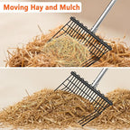 Pitch Forks for Garden with 18 Tines, 53" Non-Slip Adjustable Steel Handle, Durable Broadfork for Turning Mulch and Hay, Gardening Pitchfork with Universal Extension Handle Attachment For Licorice