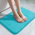 Yimobra Memory Foam Bath Mat, Super Soft Absorbent Bathroom Rug Non Slip 24x17 Inch, Quick Dry, Machine Washable Floor Carpet for Tub Shower, Home Decor Accessories, Lake Blue