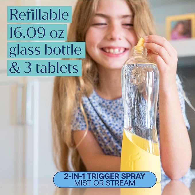 Fab Tab Multi Purpose Cleaner Cleaning Tablets, Eco-Concious Refillable Glass Bottle System with Boutique Hotel Scent, Safe For Family and Pets - Chemical-Free, Plastic-Free - 3 Count