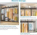 VIPEK V40C Covered Clothes Rack Heavy Duty Clothing Rack with Cover, Custom Freestanding Closet Portable Wardrobe Closet for Bedroom, Large Black Coset Rack with Grey Upgarded Polyester Cover