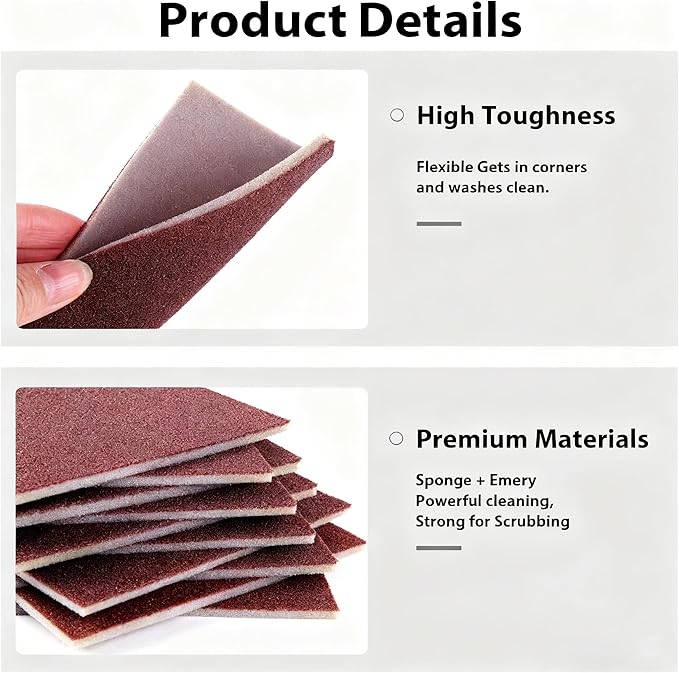 Carborundum Sponge Nano Emery Sponge Brush Eraser Scrub Kitchen Cleaning for Removing Rust Pots，Household Cleaning Tool (Dark brown-10pcs)
