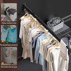 Wall Mounted Clothes Hanger, Aluminum Clothes Drying Rack, Space Saver, Retractable, Windproof Holes, with Clips