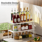 1 Pack Expandable shelf organizer，Stackable Shelves Organizers For Kitchen Cabinet Countertop Storage，Adjustable Counter Cupboard Pantry Rack Stand，White(16.53"-26.38")L*7.86"W*(6.19"-7.47")*H