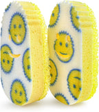 Scrub Daddy Dish Daddy Dish Wand & Refill Heads, Soap Dispensing Dish Brush, Texture Changing Washing Up Sponge With Liquid Handle, Dish Sponge with Built-in Scraper & Scrubbing Head, Drip stand, Blue