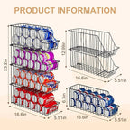 4-Tier Stackable Can Rack Organizer for Kitchen Pantry,Max Can Storage Holder,Durable Can Dispenser & Canned Goods Organizer for Fridge,Hold More 44 Cans, for Various Ounces of Canned Food Soda Drinks
