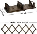 Dseap Accordion Wall Hanger:16'' High Wooden Wall Expandable Coat Rack,Hat Rack Holder,Accordion Hook for Baseball Caps,Coats,16 Peg Hooks,Dark Walnut