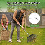 Rake Heavy Duty 6FT Long Garden Rake , 18.5 Inch Wide Leaf Rake for Lawns, 25 Metal Tines, Adjustable Stainless Steel Handle, Rakes for Leaves, Yards, Grass, Garbage, Weeds, Debris (Black)
