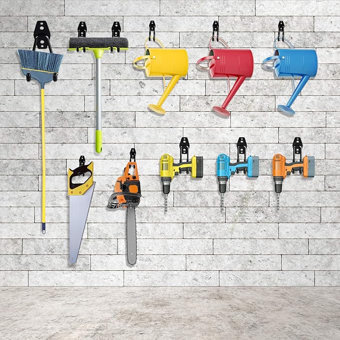 Heavy Duty Garage Hooks 6 Pack, J Shaped Hanger, Wall Mounted Storage System, Power and Garden Tool Organizer, for Hanging Ladders, Bikes Tires, Hose, Bulk Items
