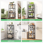 PXRACK Storage Shelves with Rolling Wheels, Adjustable 4 Tier Metal Shelving Unit for Storage Heavy Duty, Small Storage Rack Shelf for Corner of The Kitchen Bathroom Living Room Garage Office, Black