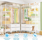 Ulif F3R Heavy Duty Clothes Rack（With Lockable Wheels）Freestanding Clothing Racks for Hanging Clothes，Adjustable Closet Organizer System，Portable Garment Rack 40"W x 15"D x 74"H，Max Load 700LBS，White