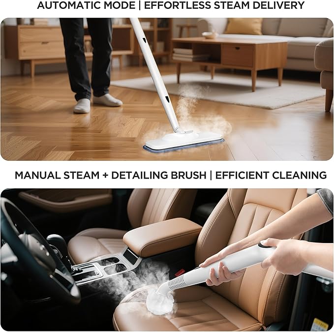 Steam Cleaner,Heavy-duty Steam Cleaners for Home,Detachable Handheld Steamer for Cleaning,248°F Steam Mop for Floors, Cars,Furniture,Tiles, Kitchen,Bathroom,Grout and More,21-Piece Kit Include