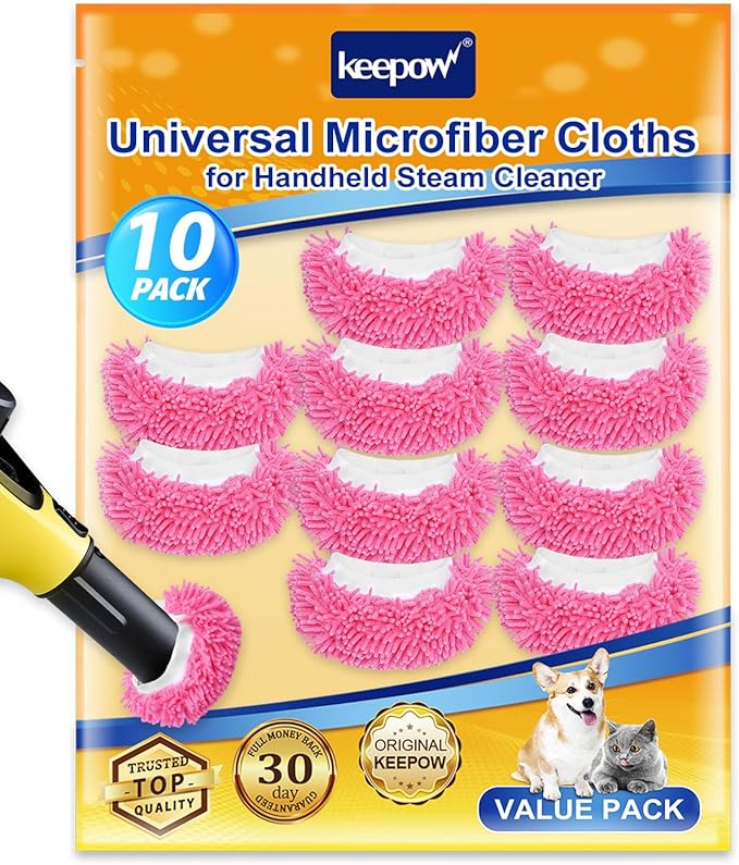 KEEPOW 10 Pack Steam Cleaner Attachments for Most Handheld Steam Cleaner Microfiber Cloths Cover Compatible with Bissell Steam Shot, Wagner, McCulloch, Comforday Steam Cleaner Accessories