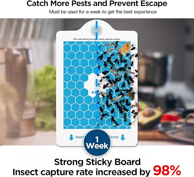 Fly Traps Indoors(2 Device+10 Refills), Gnat Traps for House Indoor, 3-in-1 UV/Blue/Yellow Light Plug-in Flying Insect Catcher Bug Zapper, Fruit Fly Killer, NAT Killer, Get Rid of Gnat Infestation