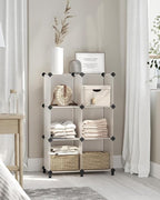 SONGMICS 6 Cube Storage Organizer, DIY Closet Shelf, Plastic Clothes Organizer, Modular Bookcase, 11.8 x 11.8 x 11.8 Inch Cubes, with Feet and Rubber Mallet, White ULPC06W