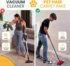 Dog Hair Carpet Rake – Cat and Dog Carpet Hair Removal Tool with Flex and Grab Bristles and Tri-Flex Rubber Edge – Adjustable Handle for Easy Fur Removal on Stairs Furniture Pet Beds Cat Towers